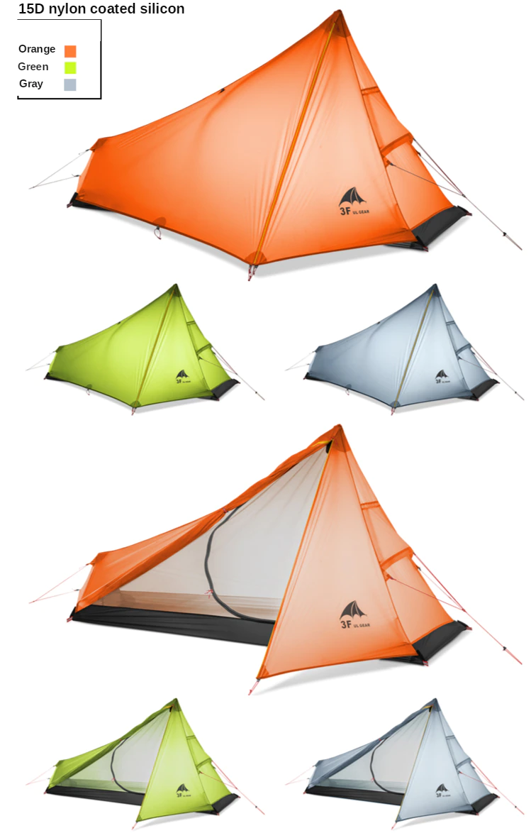Cheap Goat Tents 3F UL GEAR CangQiong 1 Outdoor Ultralight Camping Tent 3 Season 1 Person Professional 15D Nylon Silicon Coating Rodless  tent Tents 